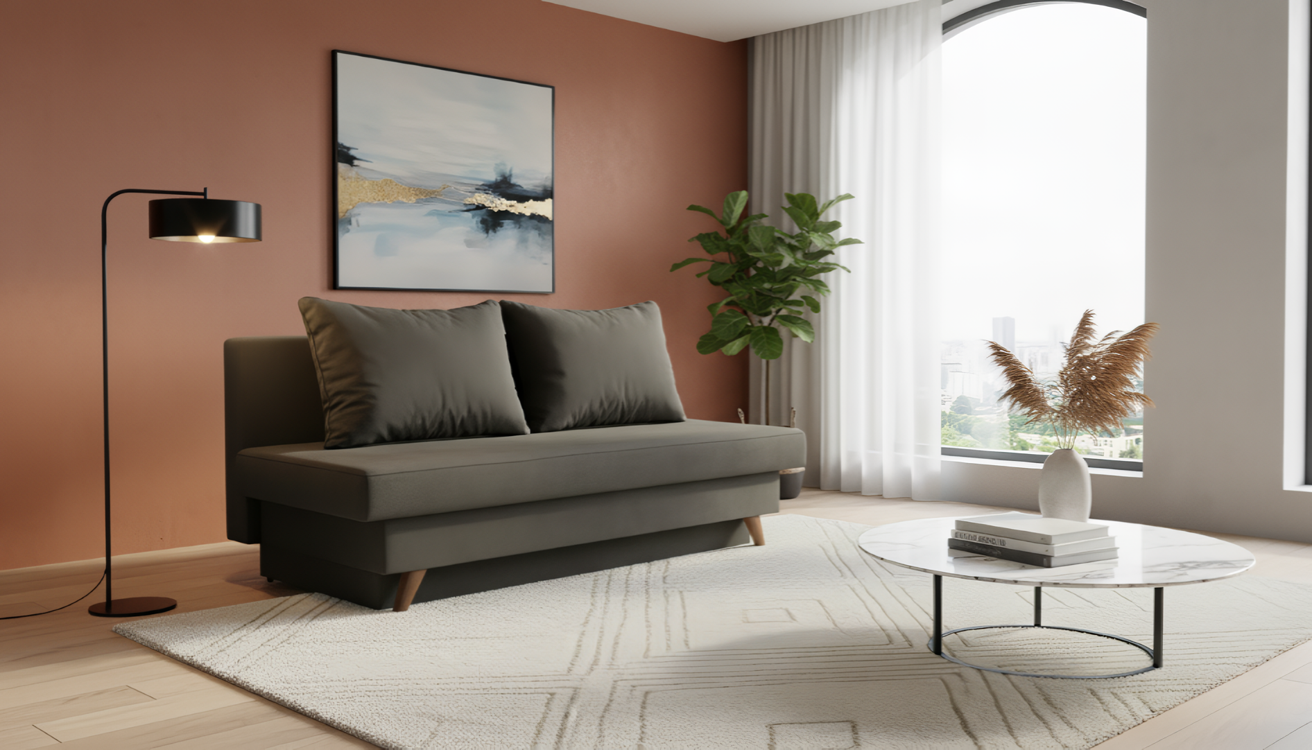 Extendable sofa Ryan, grey brown  5